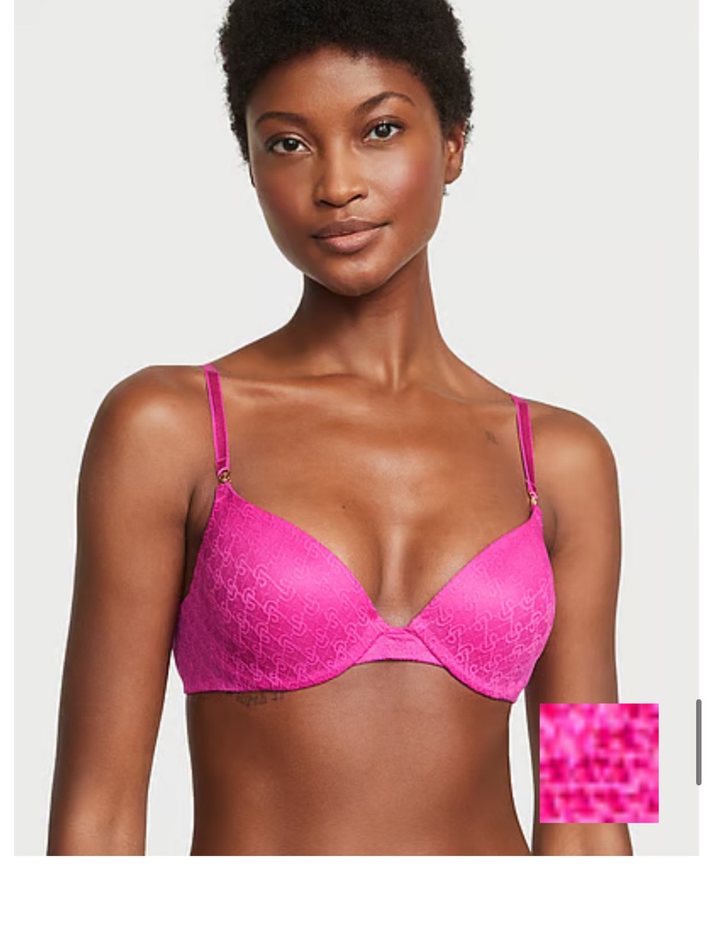 Victoria's Secret Hot Pink Lace Demi Push-Up Bra